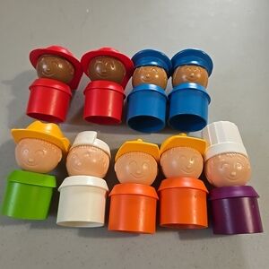 Lot of 9 VTG Tupperware Tuppertoys People Figures - Firefighter - Mailman Nurse